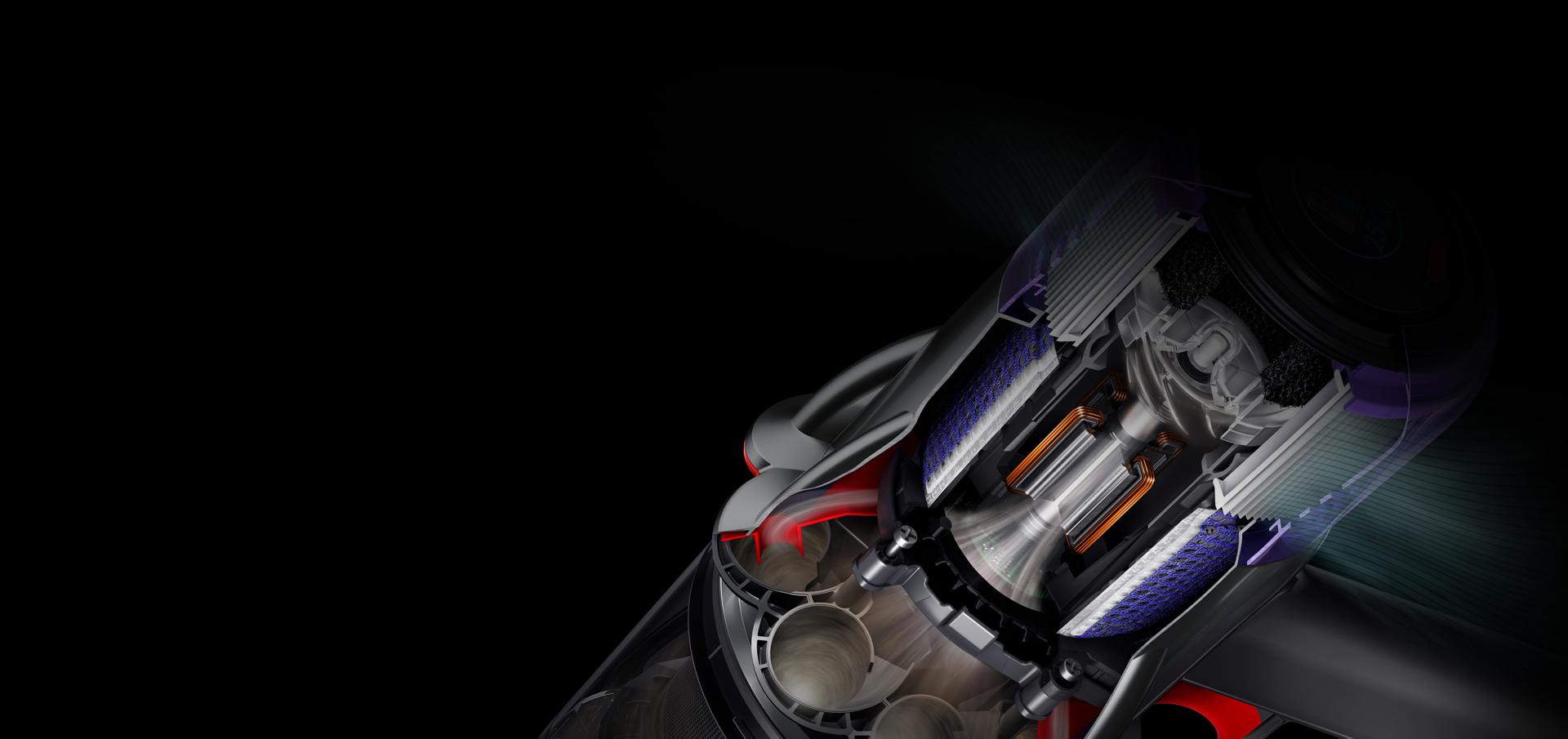 Cutaway diagram showing motor.