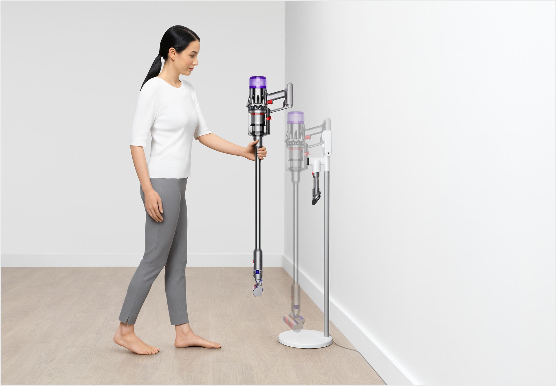Dyson Digital Slim™ vacuum being placed into Grab and Go Floor dock.