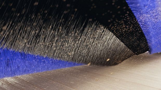 Close-up of the cleaner head's carbon fibre filaments