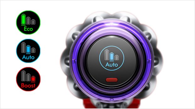 청소 모드를 보여주는 LCD 디스플레이