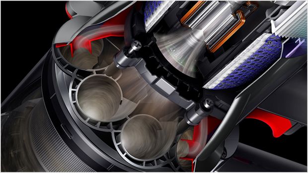 Cutaway illustration of Dyson Digital Slim cyclone and filters