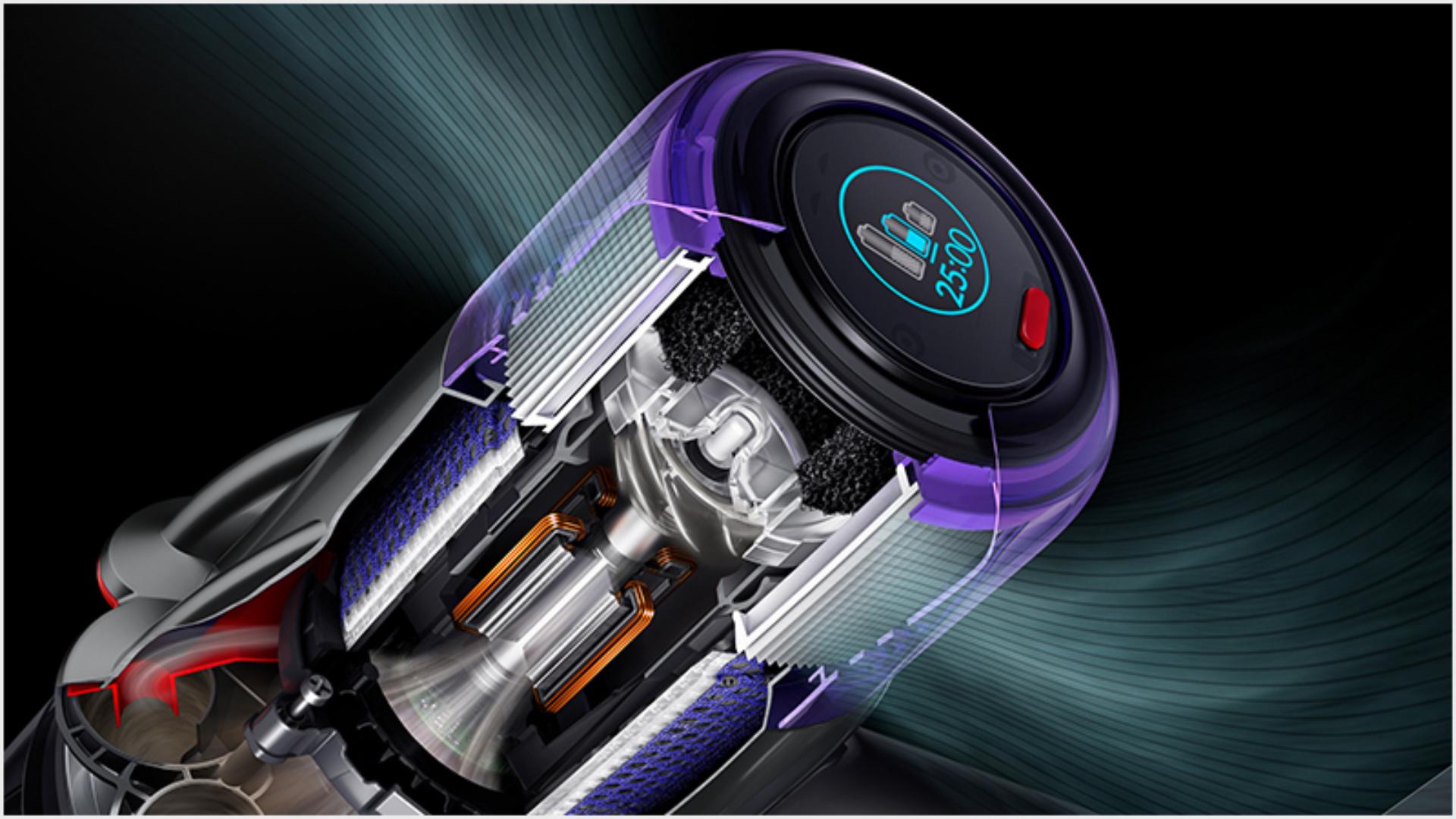 슬림 플러피 무선 청소기 필터레이션 시스템 단면도