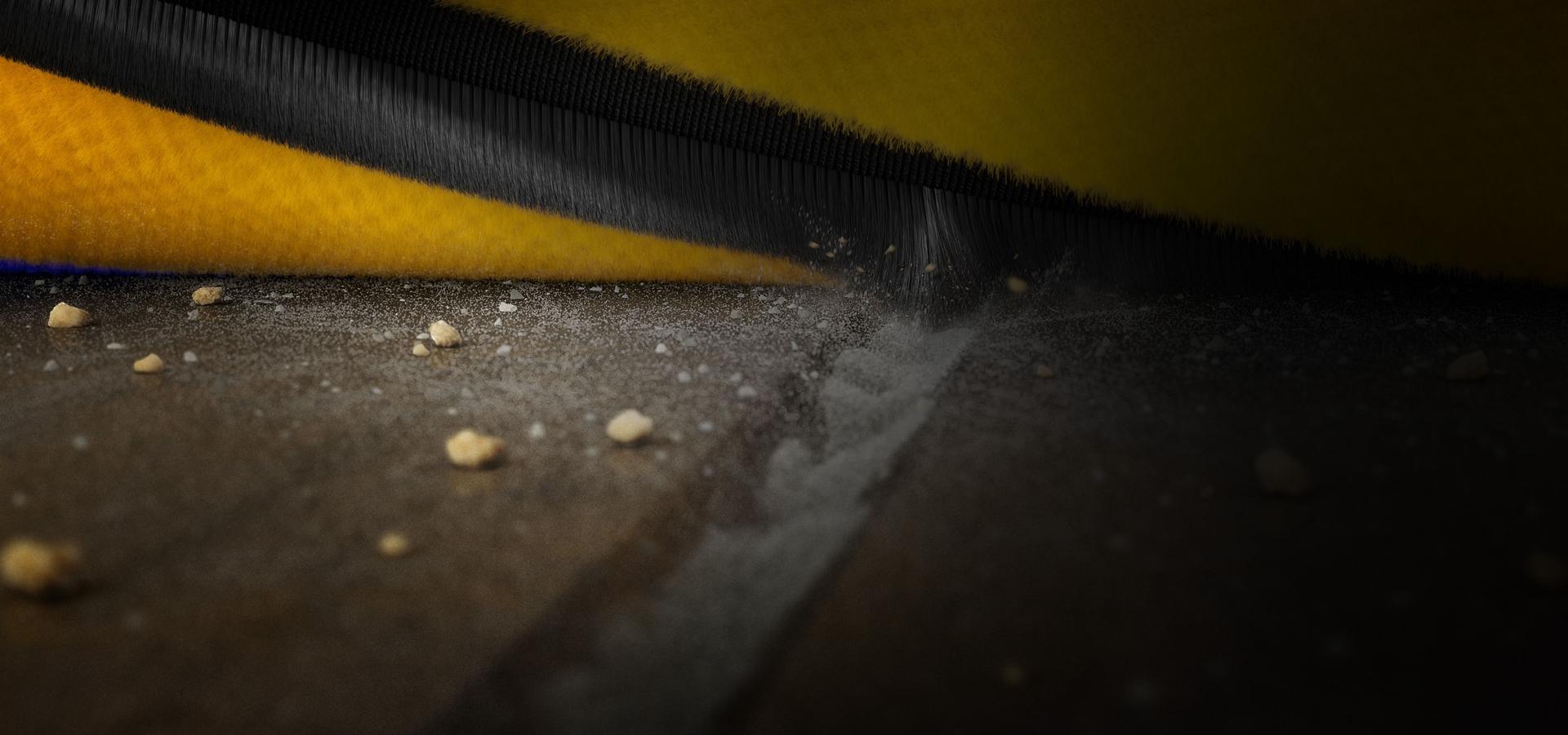 Close-up of carbon fibre filaments on brush bar.