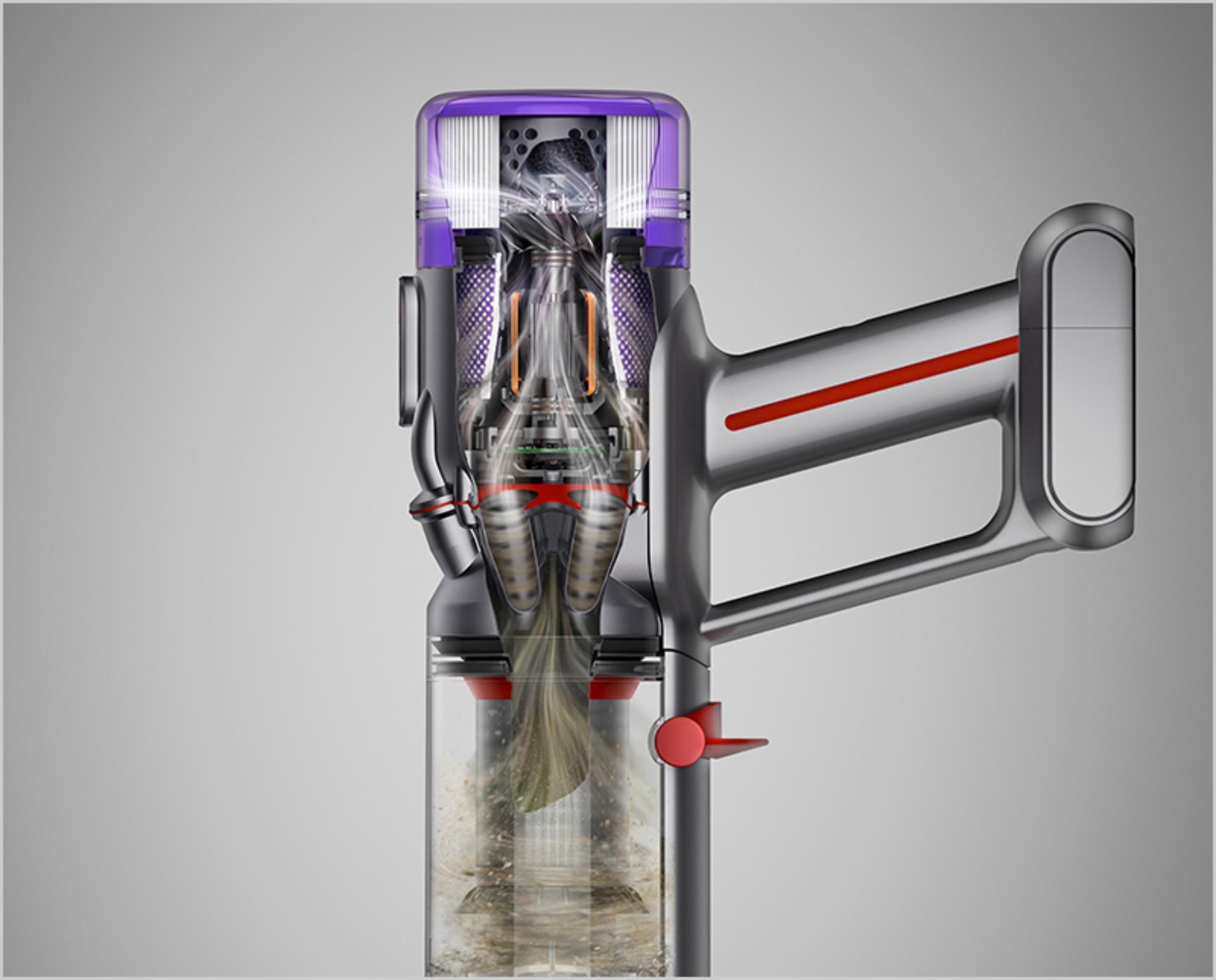 A cutaway of the Dyson Micro filtration system.