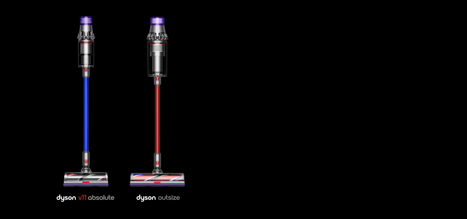 The Dyson V11 absolute and Dyson Outsize vacuum side by side