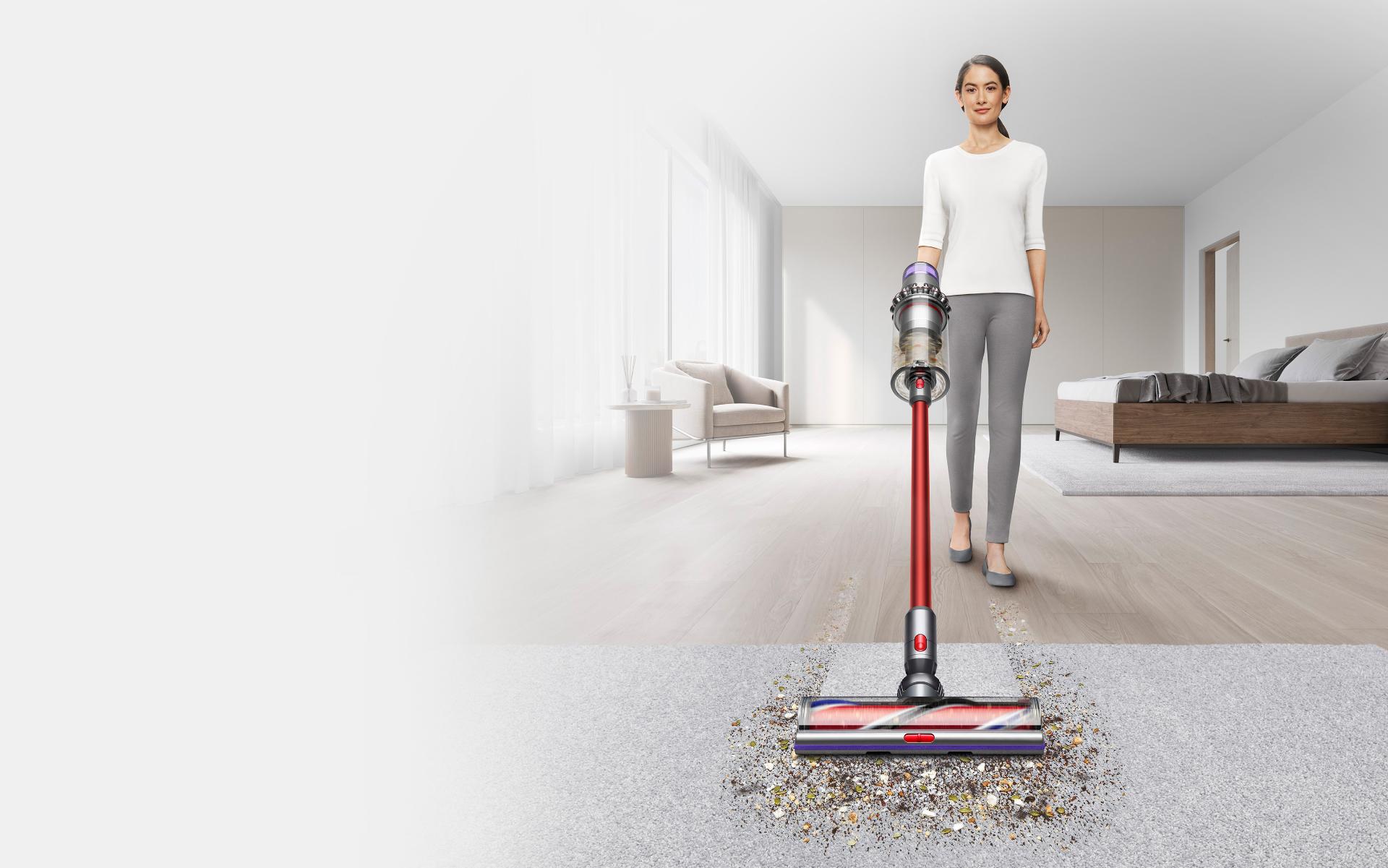 Video of Dyson Outsize vacuum cleaning a carpet