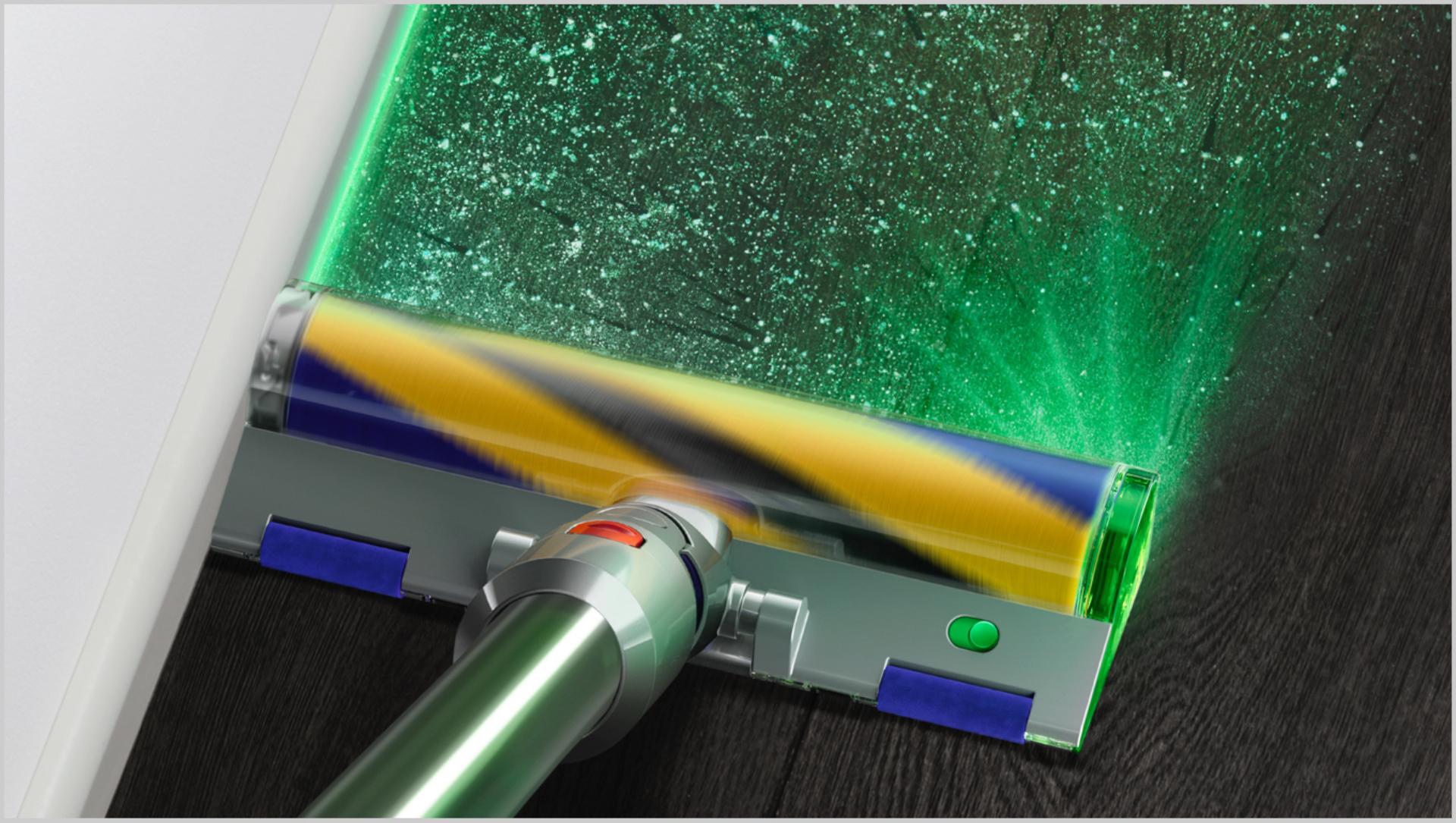 Dyson Laser Slim Fluffy cleaner head revealing dust