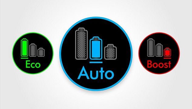 Trois modes de puissance à l’écran ACL: Eco, Auto et Boost