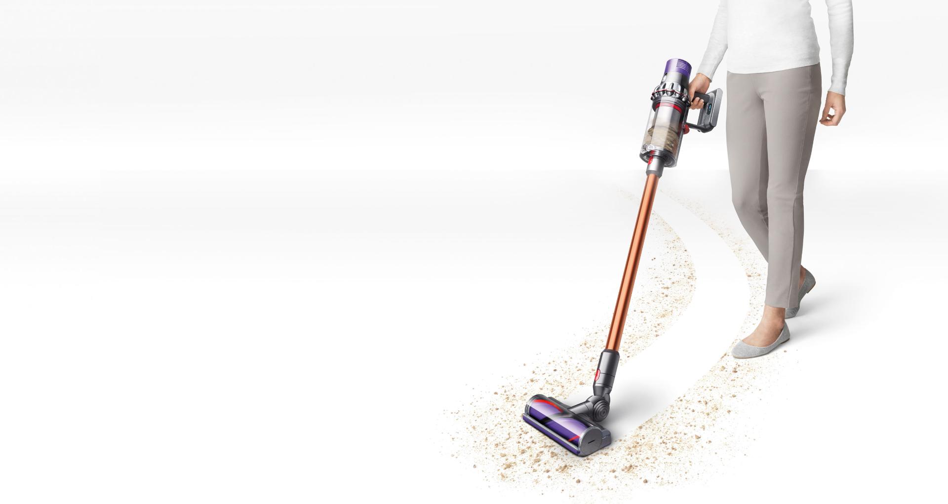 Dyson Cyclone V10™ vacuum cleaner on white floor