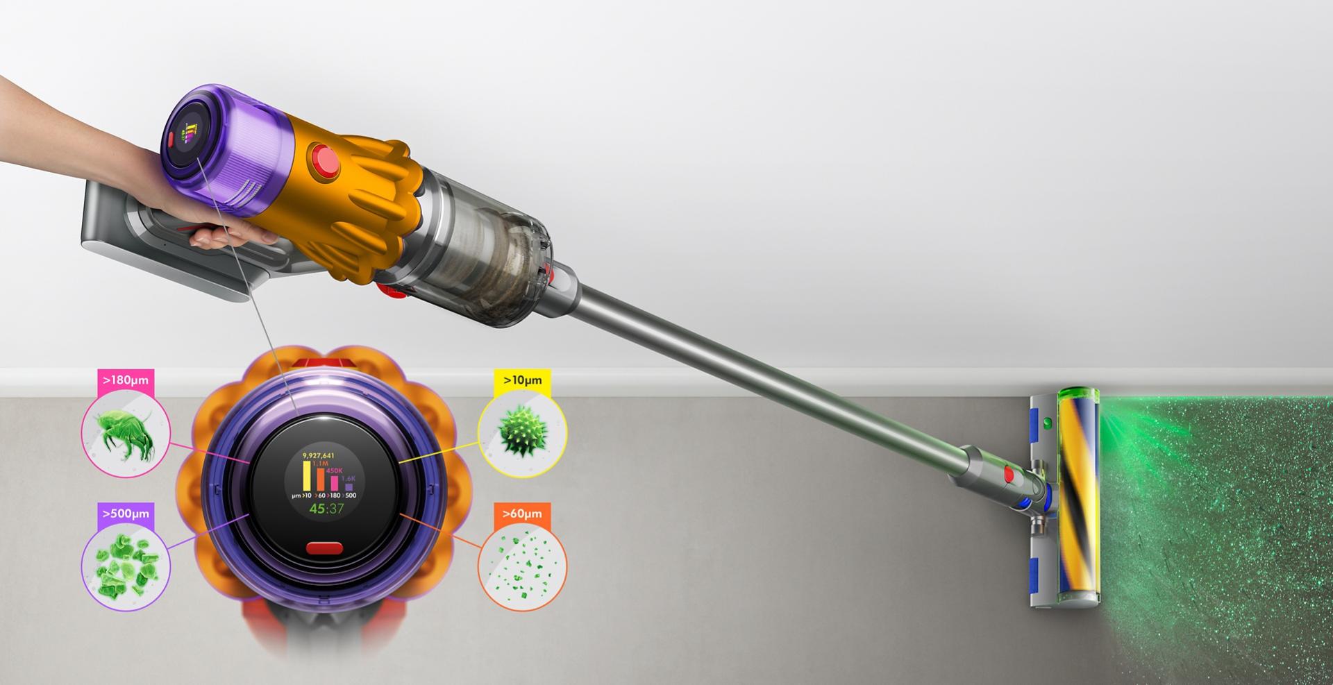مكنسة Dyson V12 Slim مع رأس التنظيف الليزر Slim Fluffy Laser