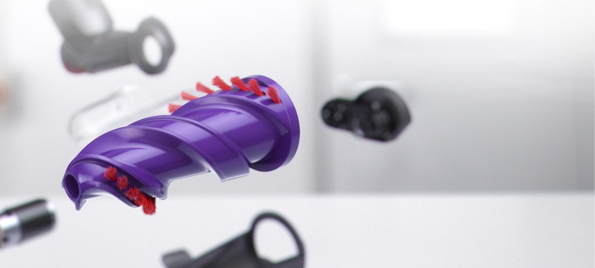 صورة مُقرَّبة لعمود الفُرَش المخروطي في أداة لف الشعر