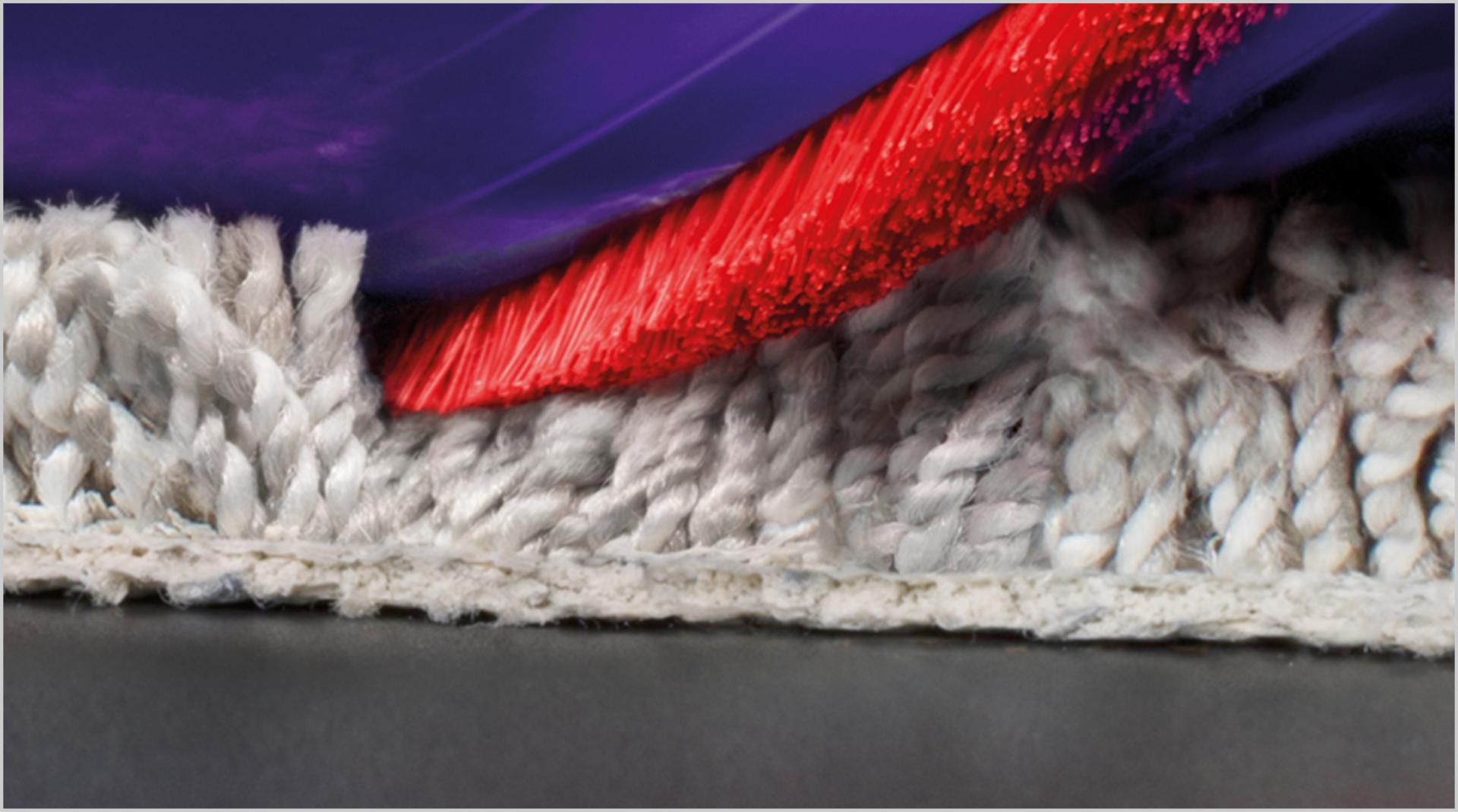 Zbliżenie nylonowym włókien dokładnie czyszczących chodniczek