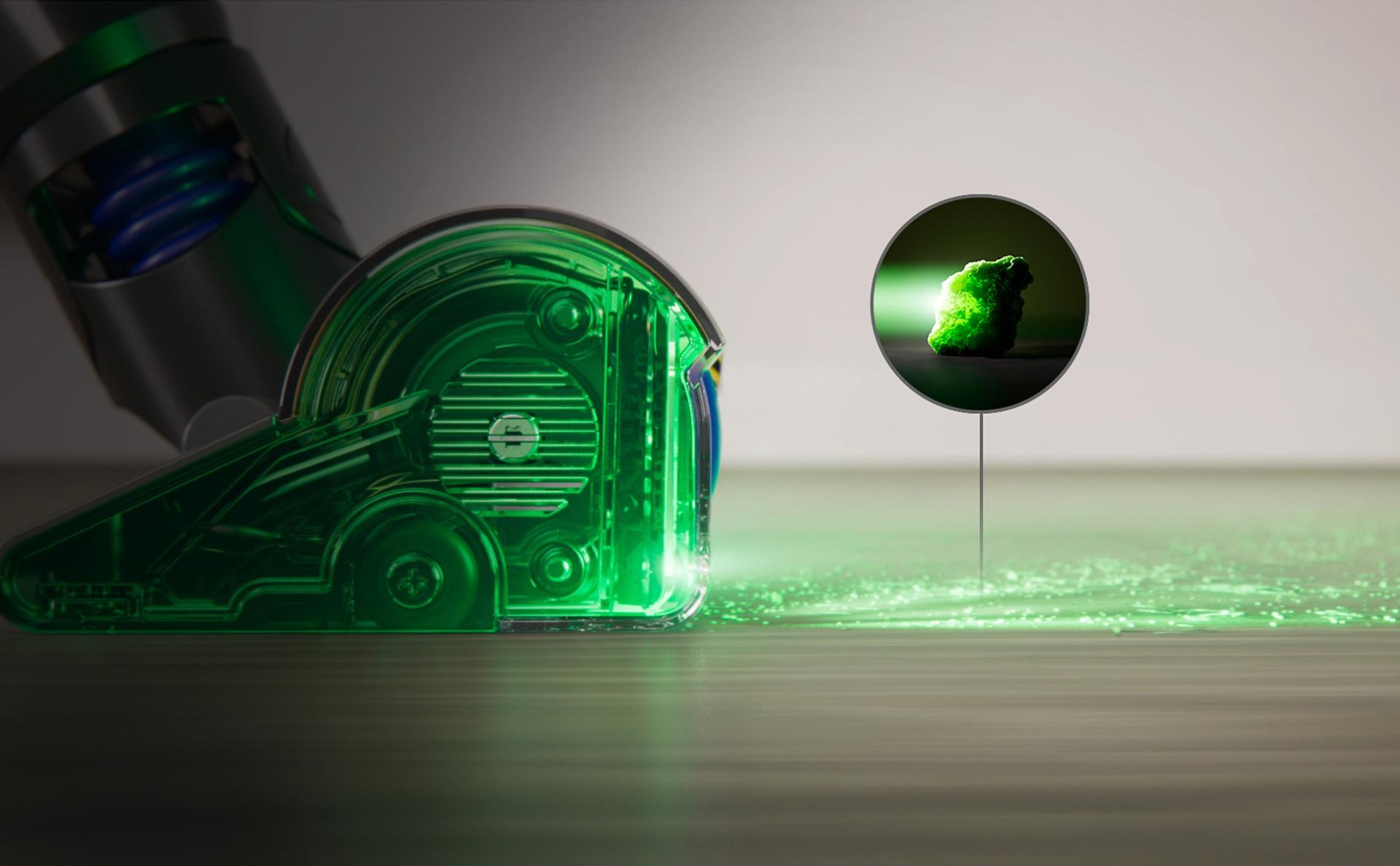 Temizleme başlığındaki lazerin açısını gösteren yandan görünüm