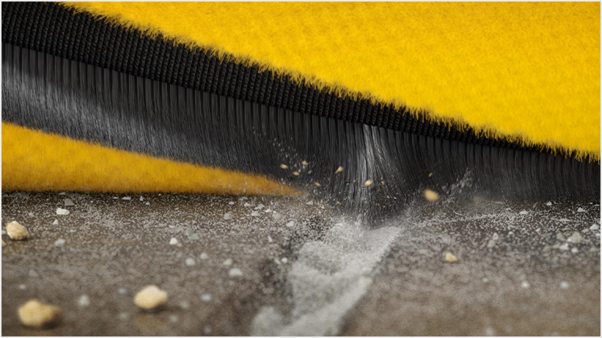 Close-up of carbon fibre brush bar filaments