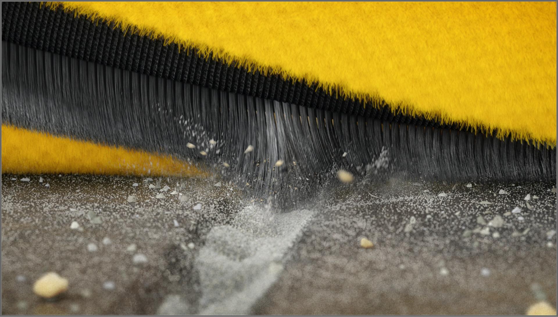 Close-up of carbon fibre brush bar filaments