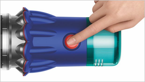 Close up of the vacuum's single power button