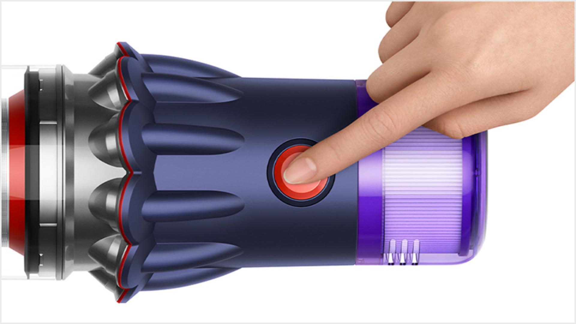 Close up of the vacuum's single power button