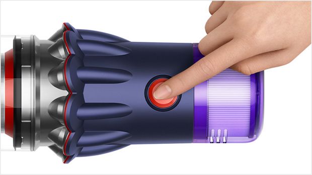 Close up of the vacuum's single power button