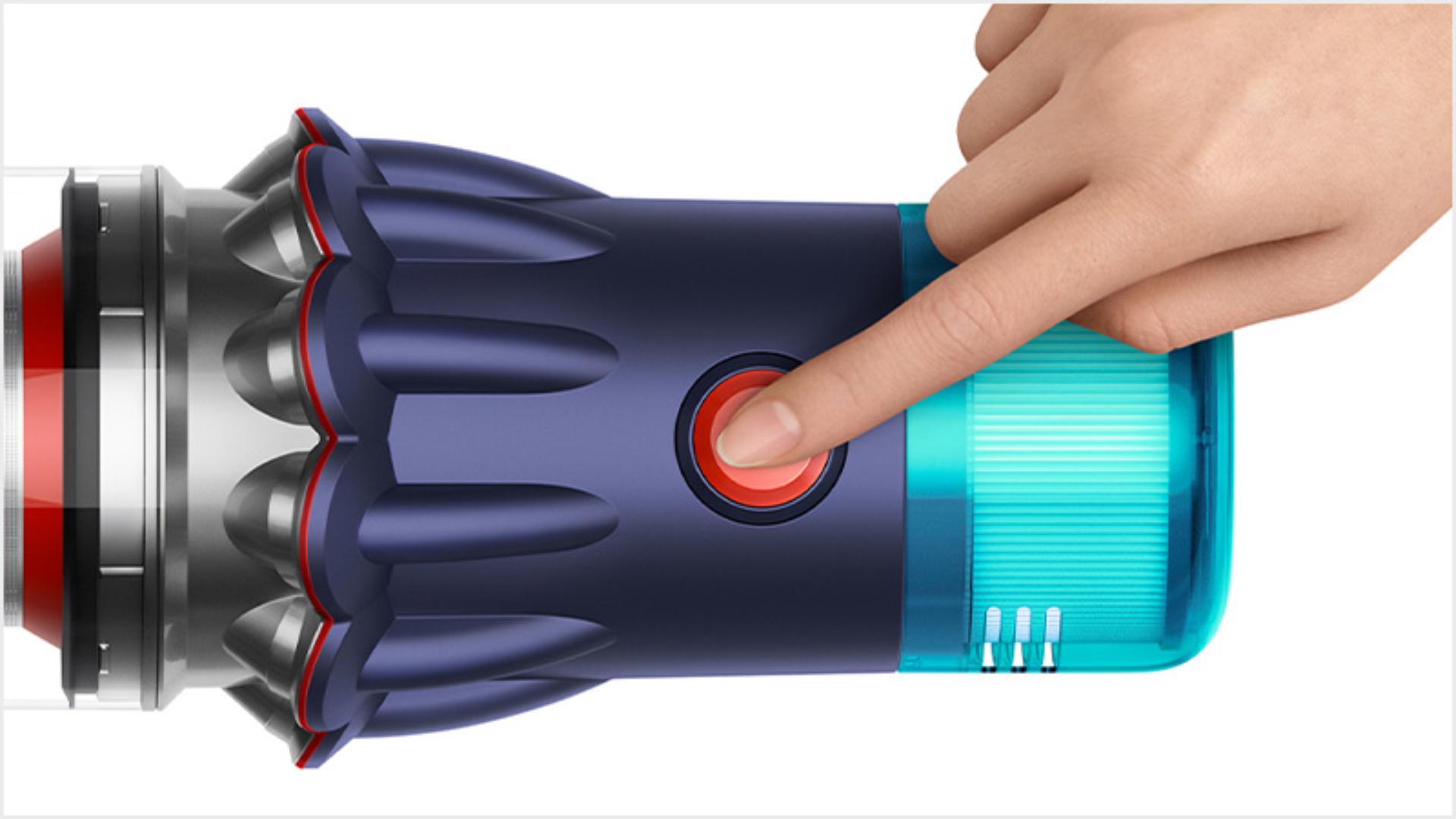 Close up of the vacuum's single power button