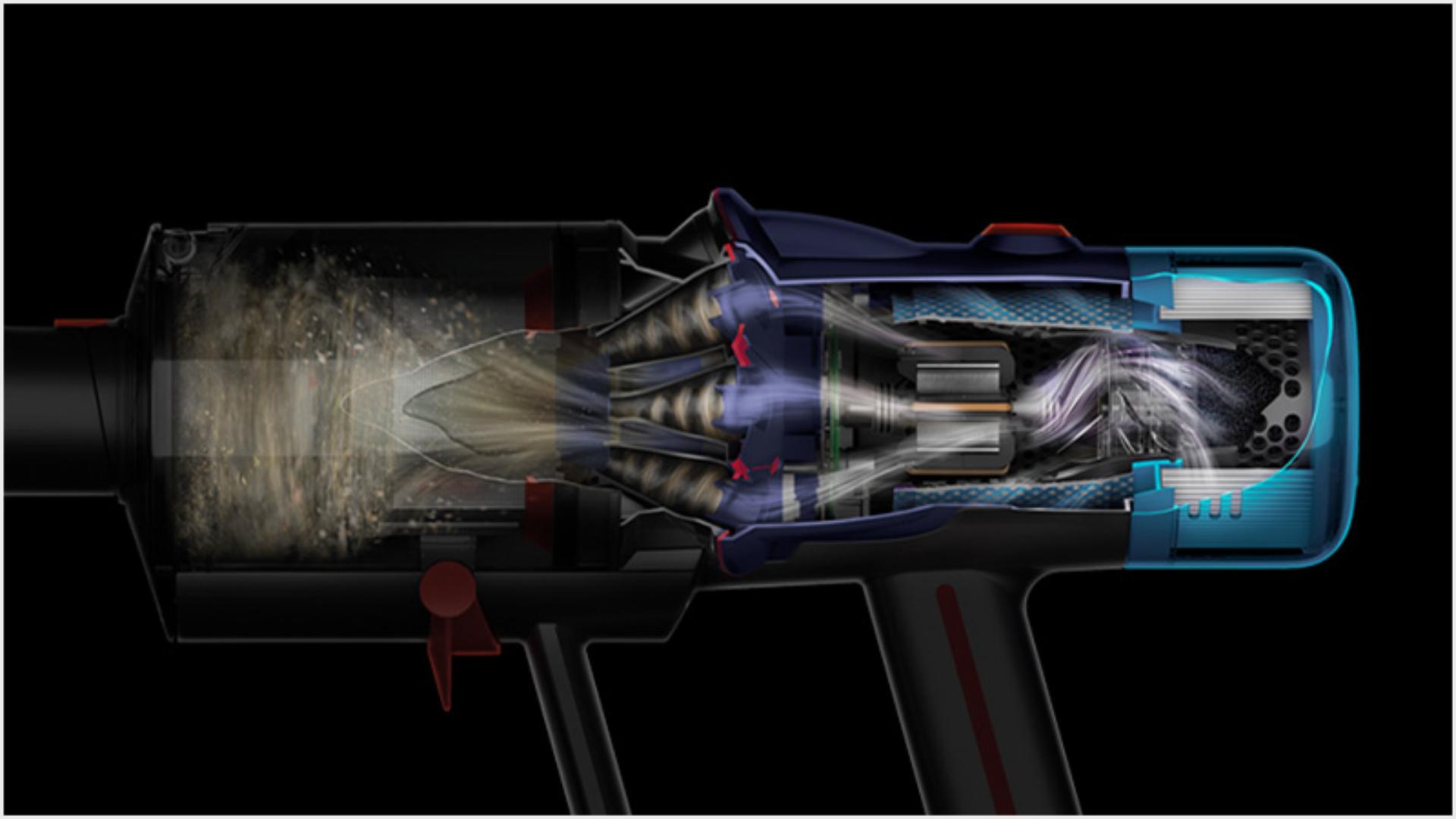 Cutaway of multi-stage filtration