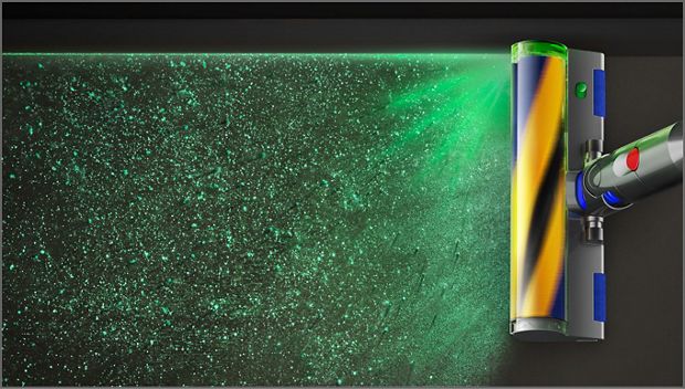 מברשת פלאפי  Dyson Slim Fluffy מגלה חלקיקי אבק