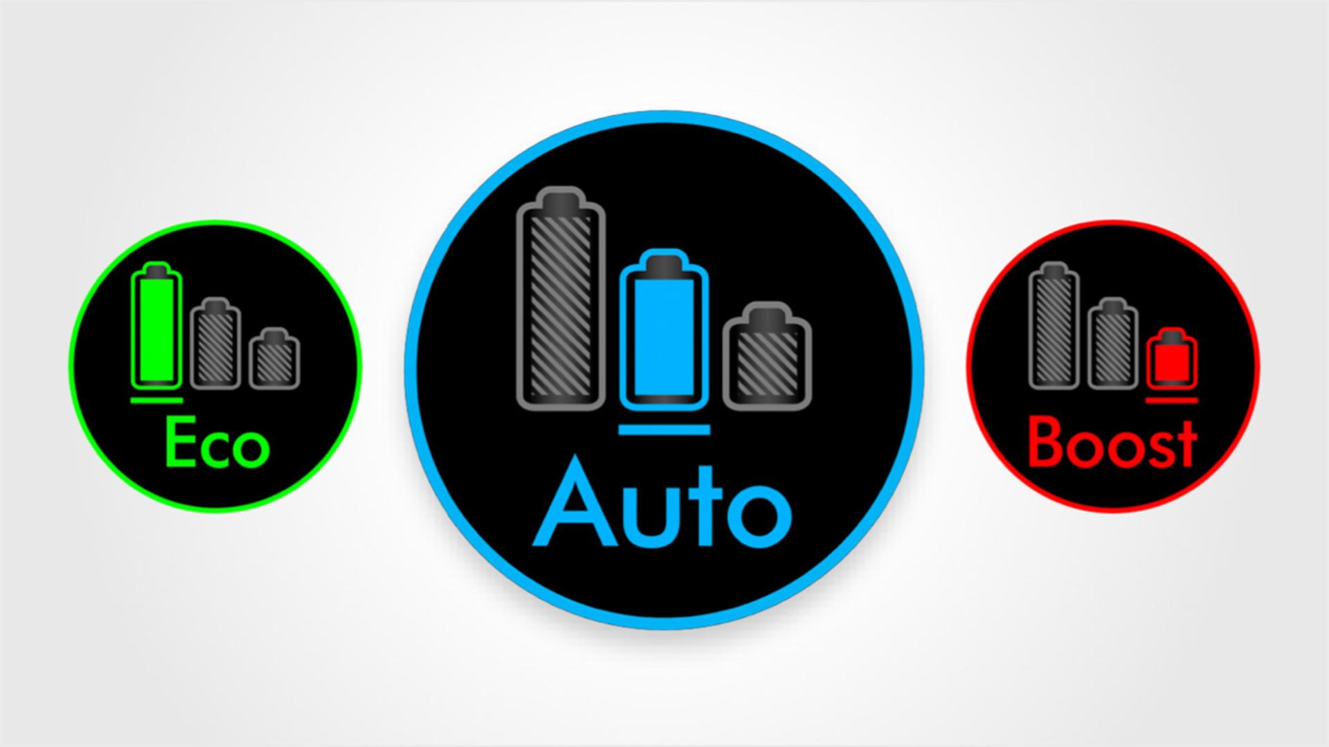 Three power modes on the LCD screen