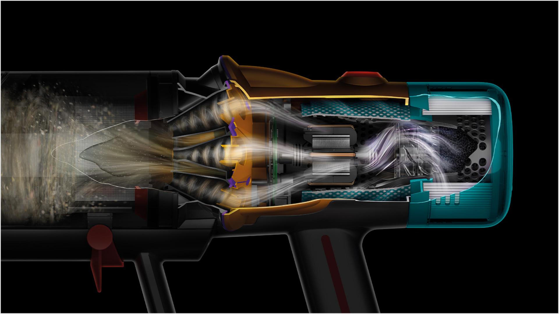 Cutaway of multi-stage filtration