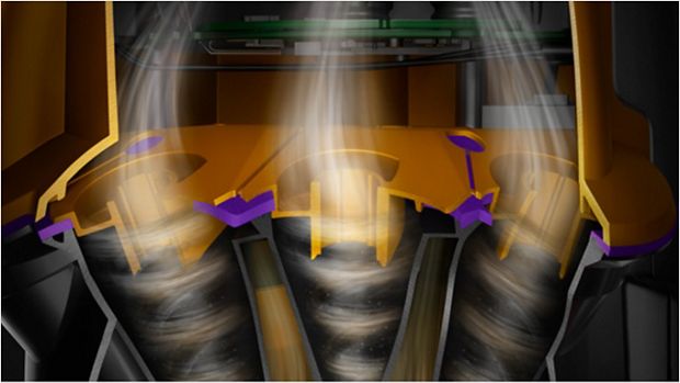 Cyklony generujące potężne siły odśrodkowe.