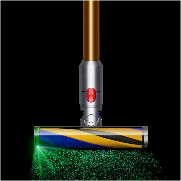 Green illumination emitting from the Fluffy Optic cleaner head.