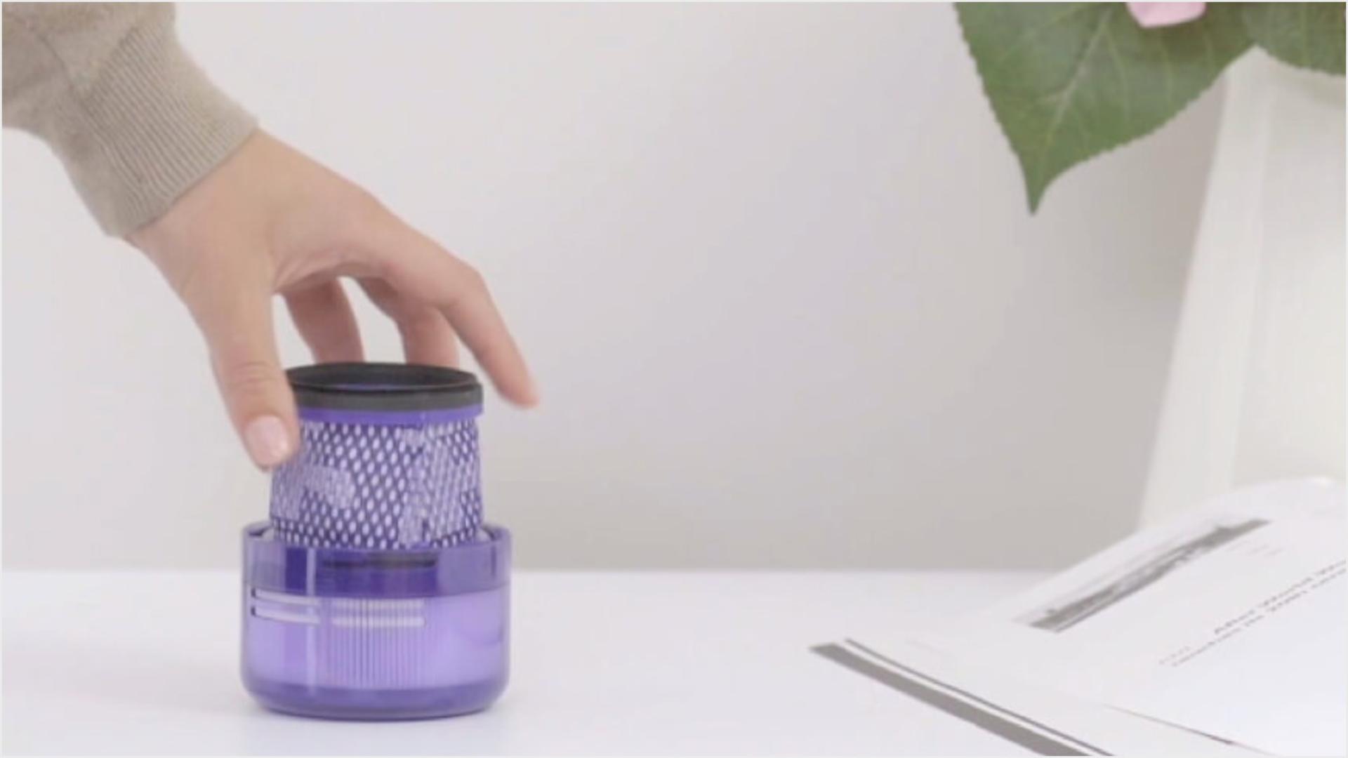 Filter being placed in a well-ventilated area.