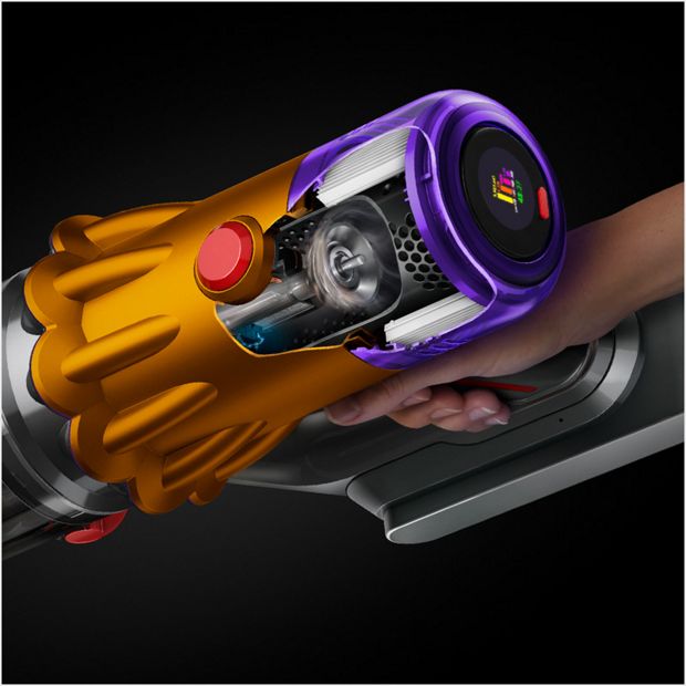 A cutaway of the side of a V12s showing the motor spinning.