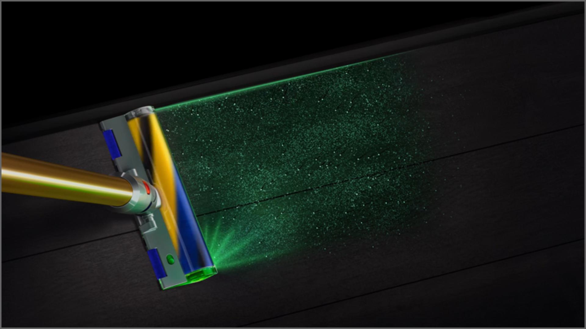 מברשת פלאפי  Dyson Laser Slim Fluffy מגלה חלקיקי אבק