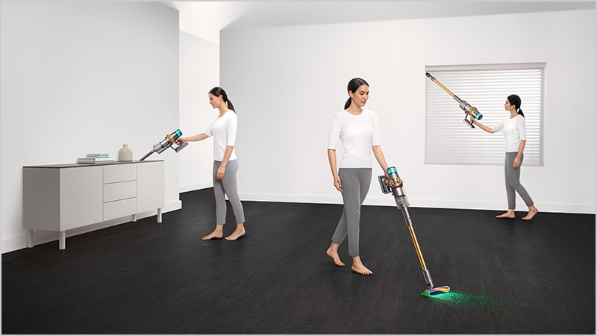 Women cleaning in various places around the home
