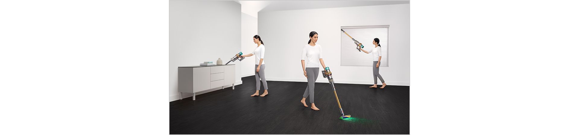 Women cleaning in various places around the home