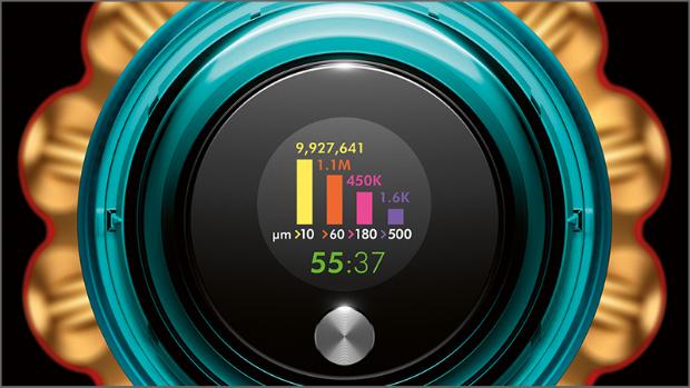 צג LCD מציג בזמן אמת את גודל ומספר החלקיקים שנשאבו.