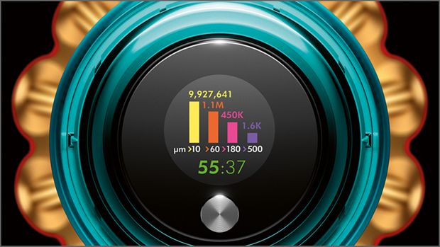 צג LCD מציג בזמן אמת את גודל ומספר החלקיקים שנשאבו.