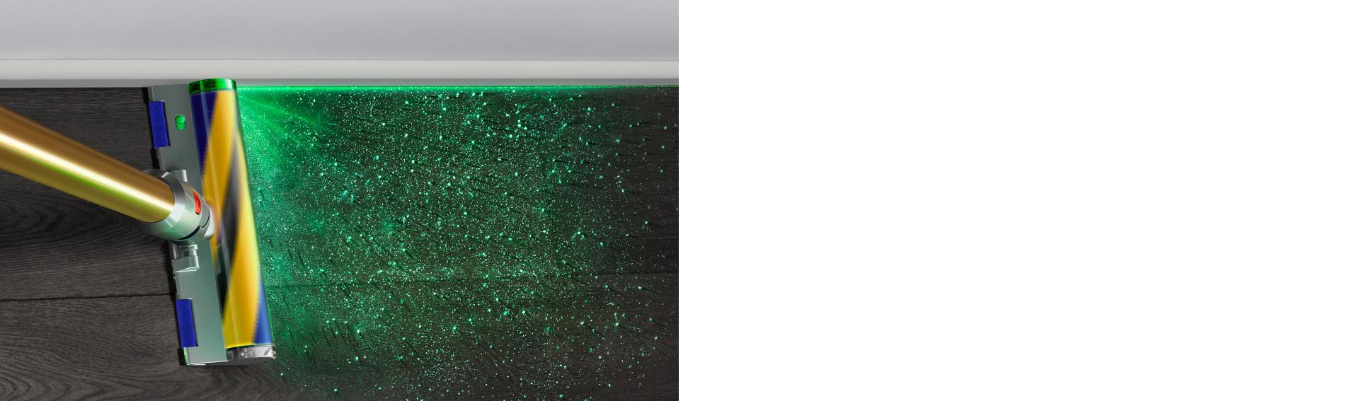 Green illumination emitting from the Fluffy Optic cleaner head.