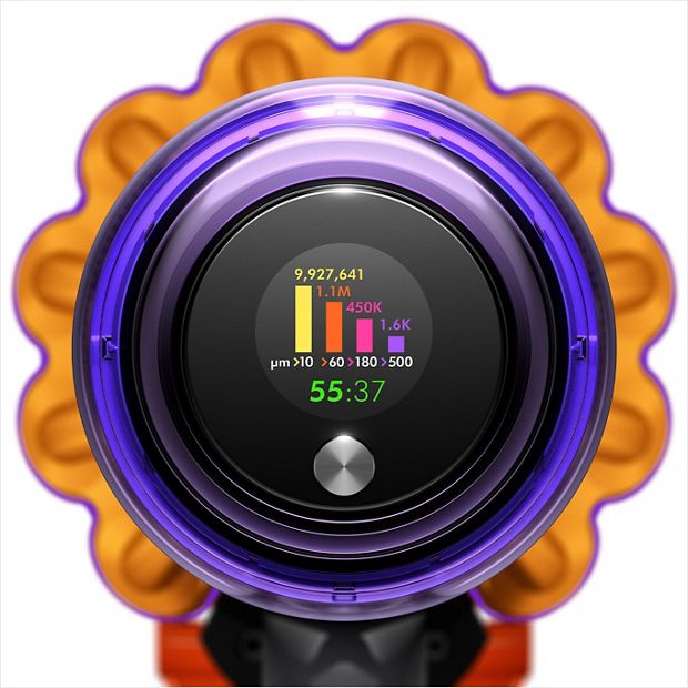 LCD screen showing real-time particle count