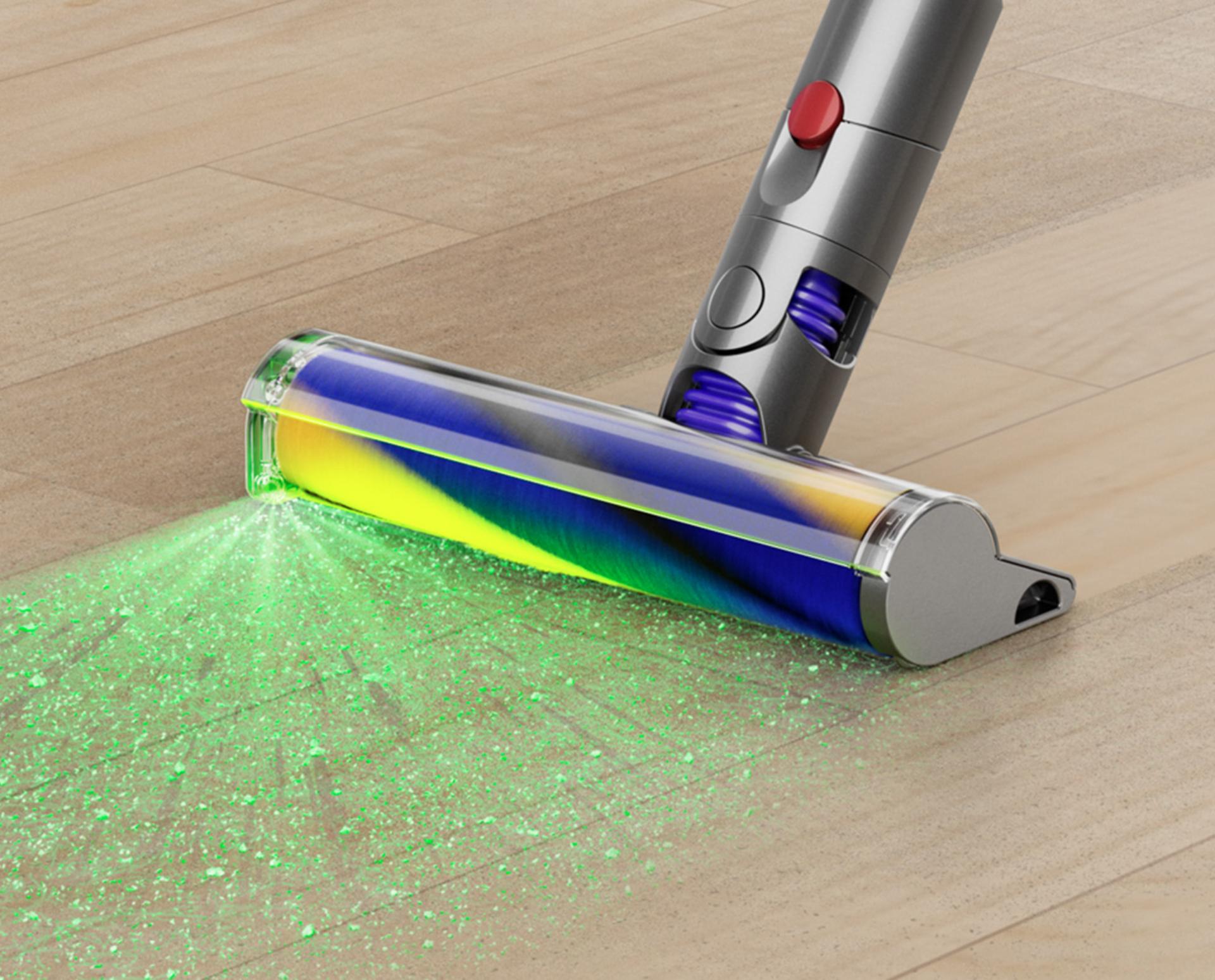 Fluffy Optic cleaner head with light showing debris.