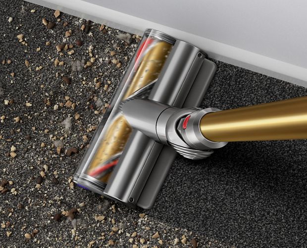 Cabezal de limpieza Digital Motorbar que recoge los residuos del piso y levanta el cabello del sofá.