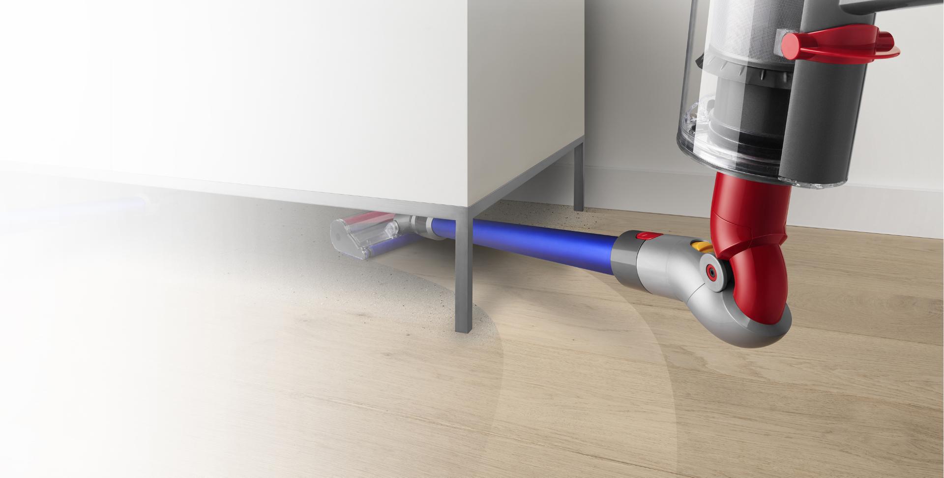 Low-reach adaptor cleaning under low furniture