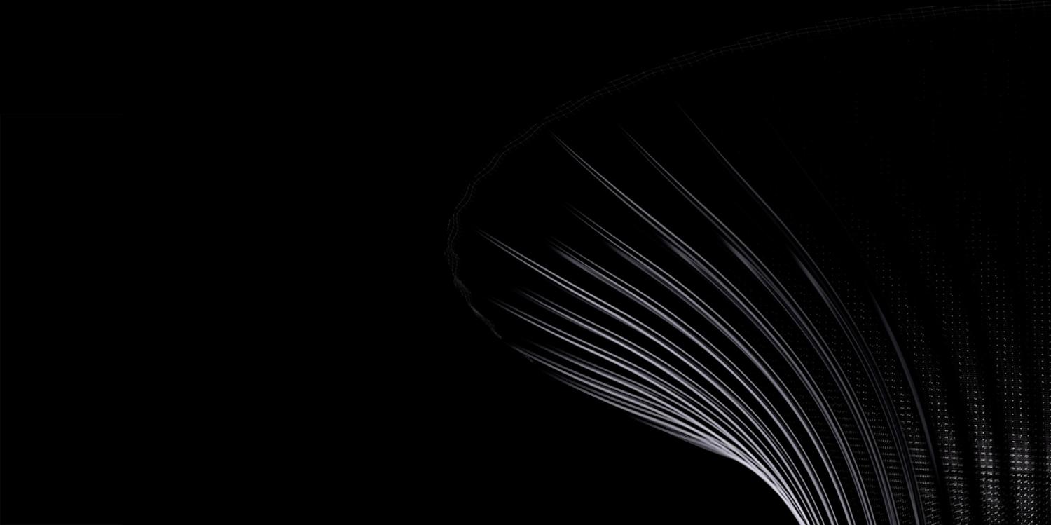 Des lignes abstraites blanches émergent du bord inférieur d'un fond noir.
