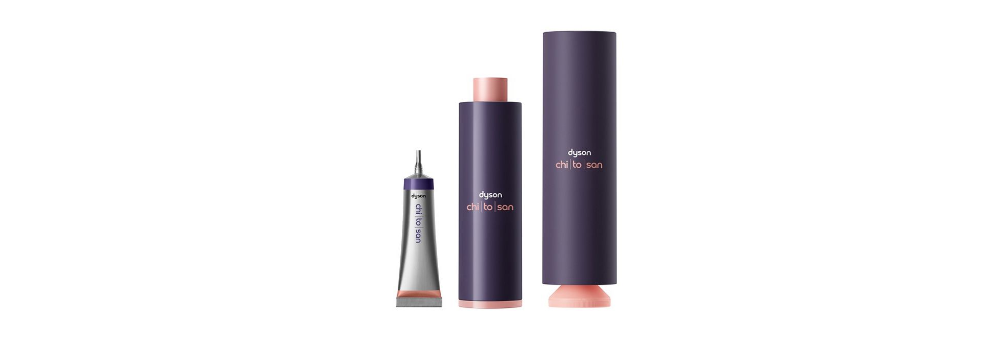 A Dyson Chitosan tube, refill cartridge and pump-bottle