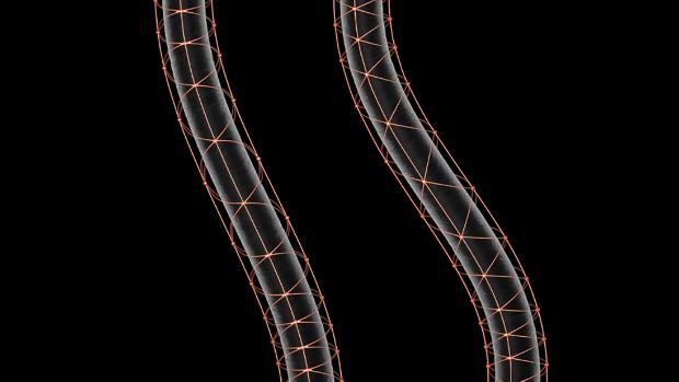 Hair strands, in a super close-up, surrounded by delicate golden web-like structures. They are separate and can move freely.