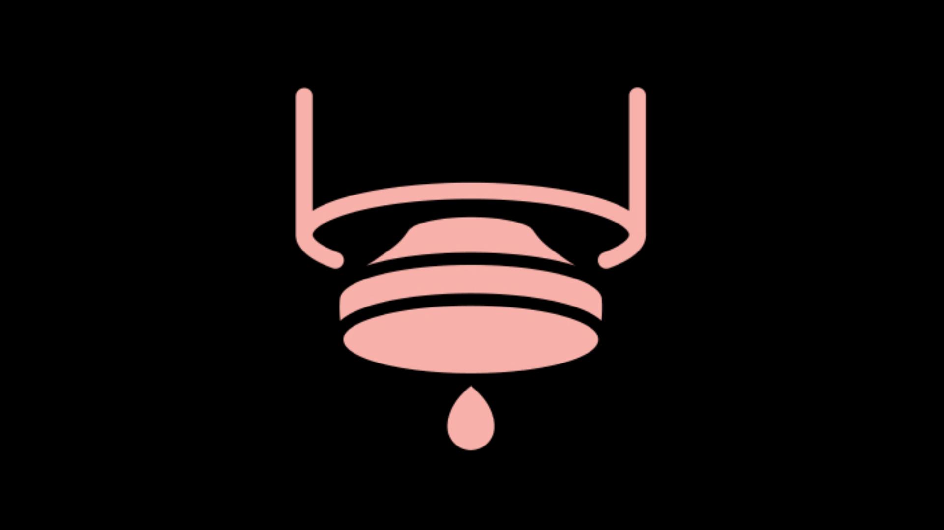 Pump mechanism icon, in pink.