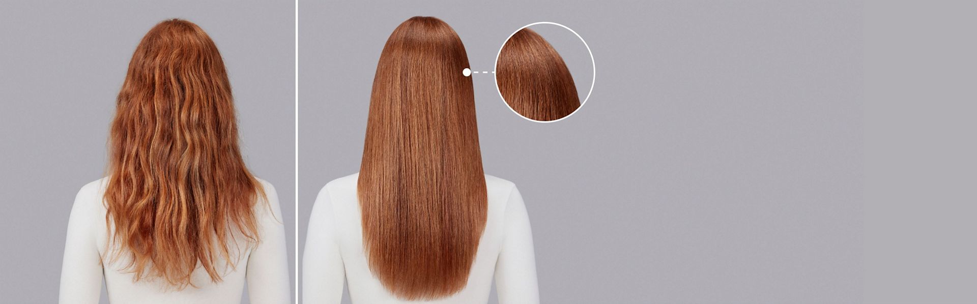 Dyson Chitosan Pre-style cream before and after results on wavy hair.