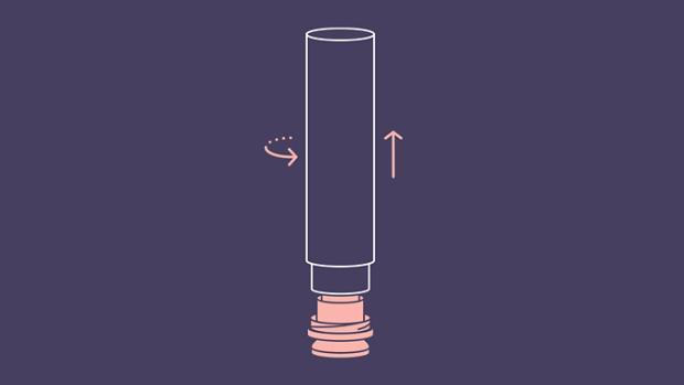 Reusable pump being detached from pump-bottle.