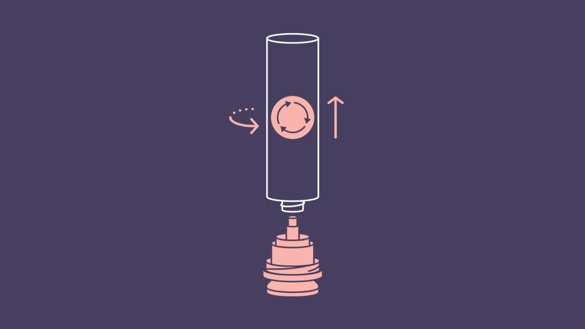 Inner cartridge being removed from pump-bottle.