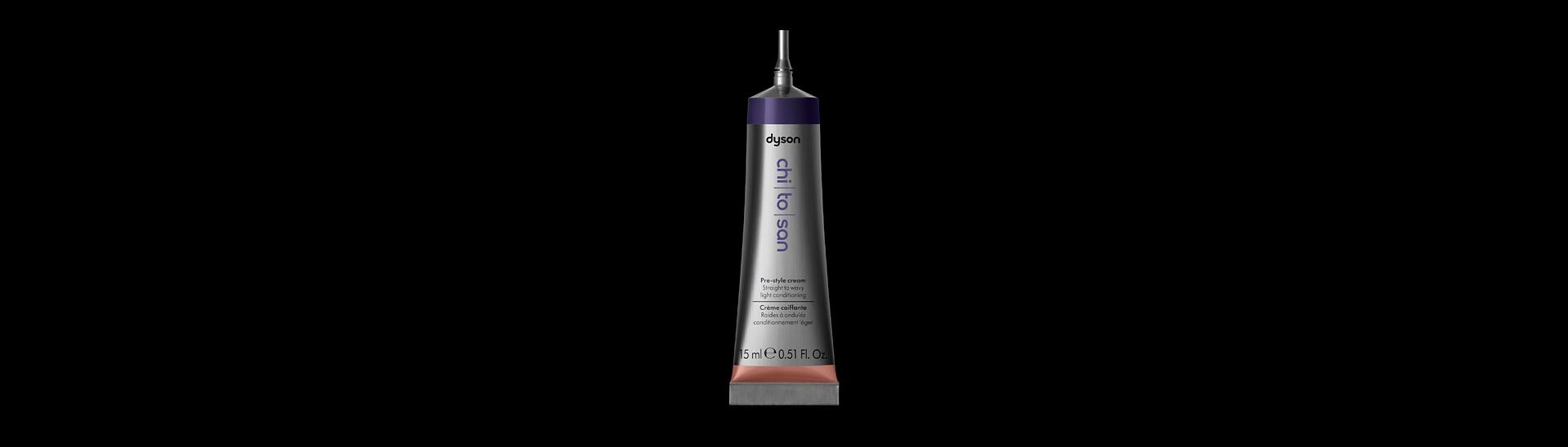 Dyson Chitosan mini 15ml packshot on black background.