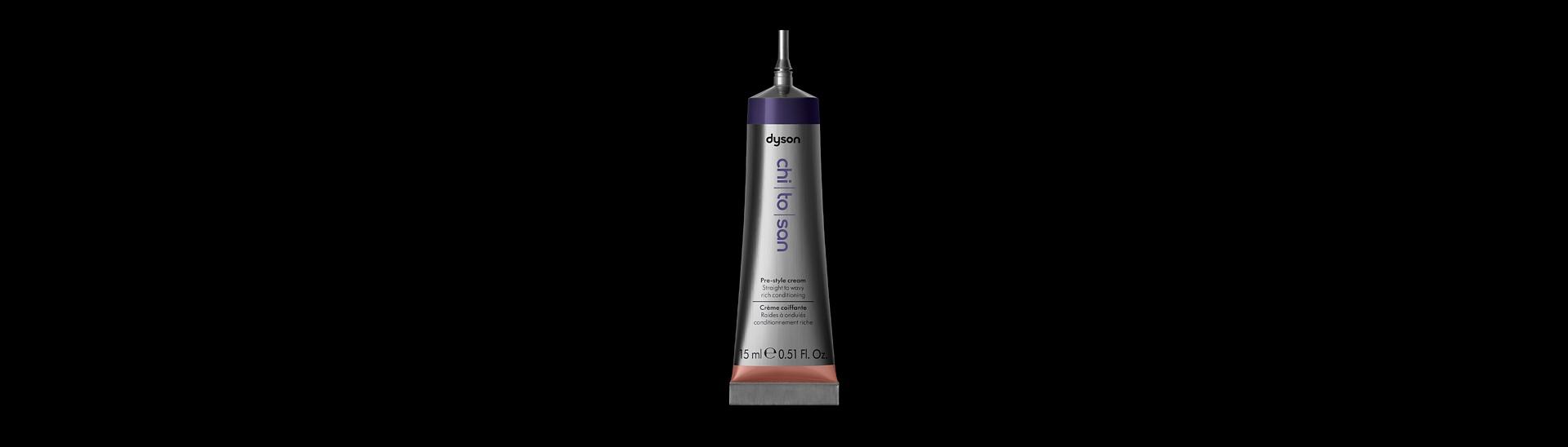 Dyson Chitosan mini 15ml packshot on black background.